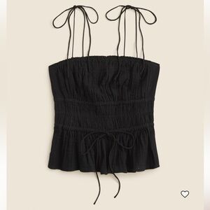 J. Crew Black Smocked Crop Top
